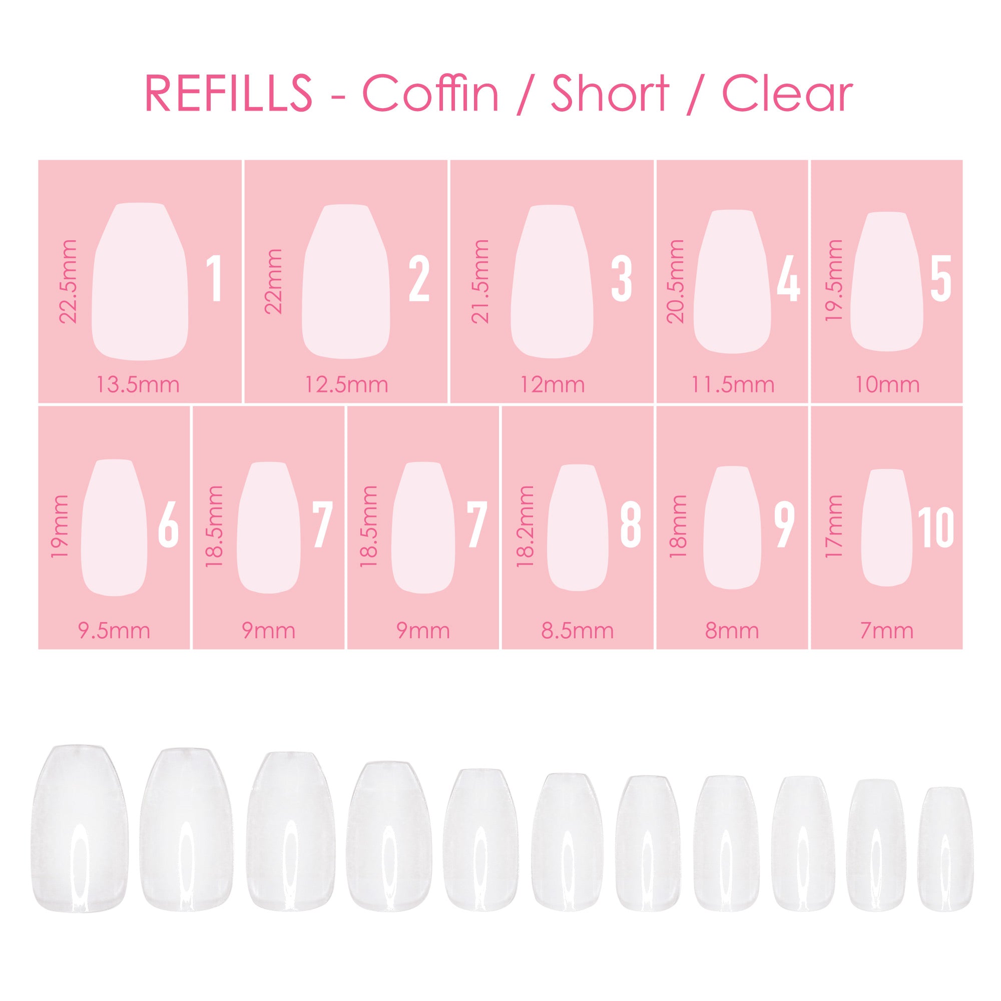 Charme Gel Extension Tips Refill / Coffin / Short / Clear Charme Gel Extension Tips Refill / Coffin / Short / Clear