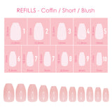 Charme Gel Extension Tips Refill / Coffin / Short / Blush