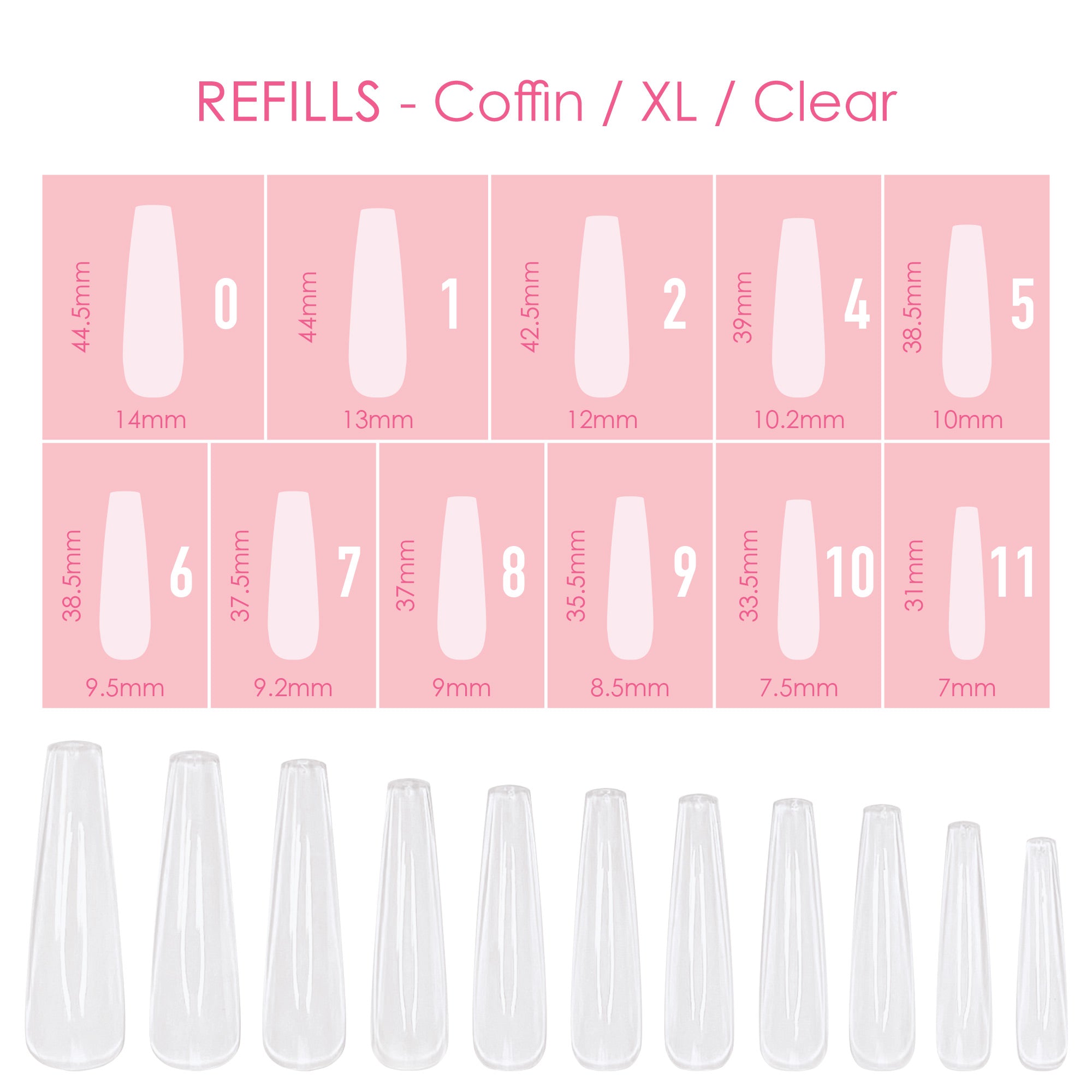 Charme Gel Extension Tips Refill / Coffin / Extra Long / Clear Charme Gel Extension Tips Refill / Coffin / Extra Long / Clear