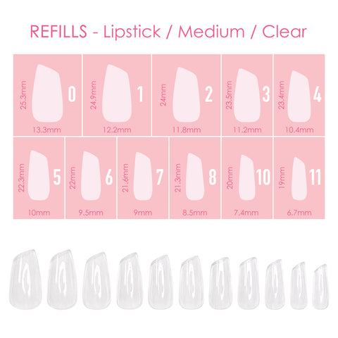 Charme Gel Extension Tips Refill / Lipstick / Medium / Clear