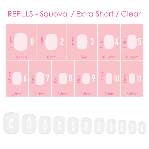 Charme Gel Extension Tips Refill / Squoval / Extra Short / Clear