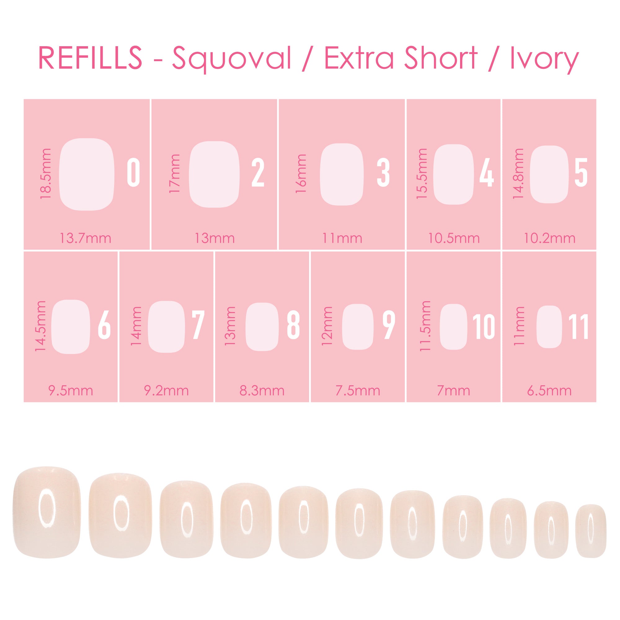 Charme Gel Extension Tips Refill / Squoval / Extra Short / Ivory Charme Gel Extension Tips Refill / Squoval / Extra Short / Ivory