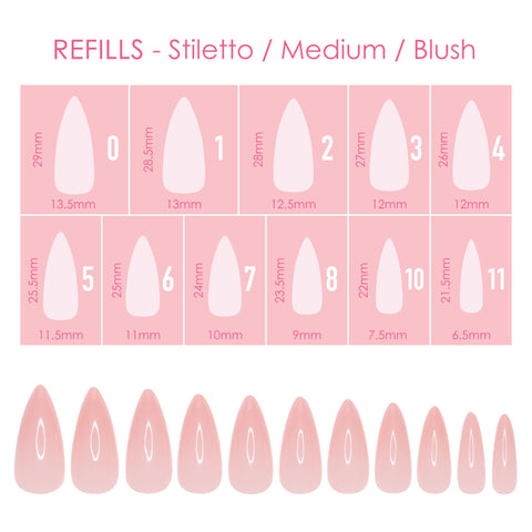 Charme Gel Extension Tips Refill / Stiletto / Medium / Blush