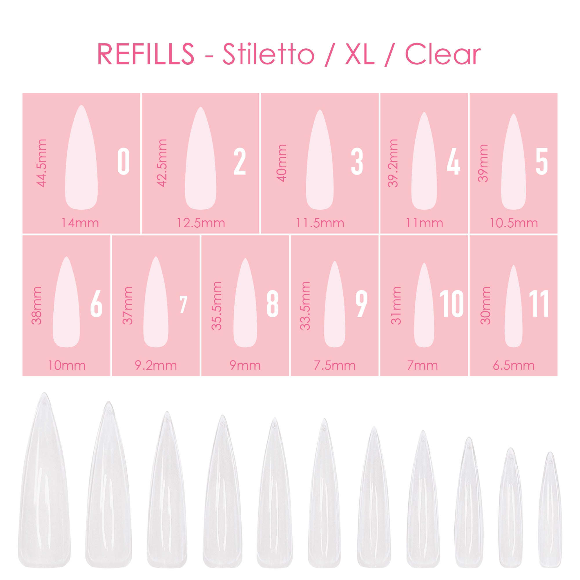 Charme Gel Extension Tips Refill / Stiletto / Extra Long / Clear Charme Gel Extension Tips Refill / Stiletto / Extra Long / Clear