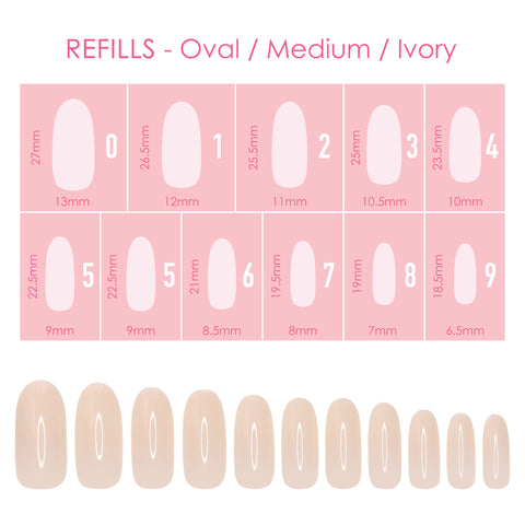 Charme Gel Extension Tips Refill / Oval / Medium / Ivory