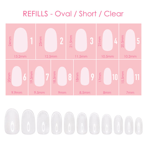 Charme Gel Extension Tips Refill / Oval / Short / Clear