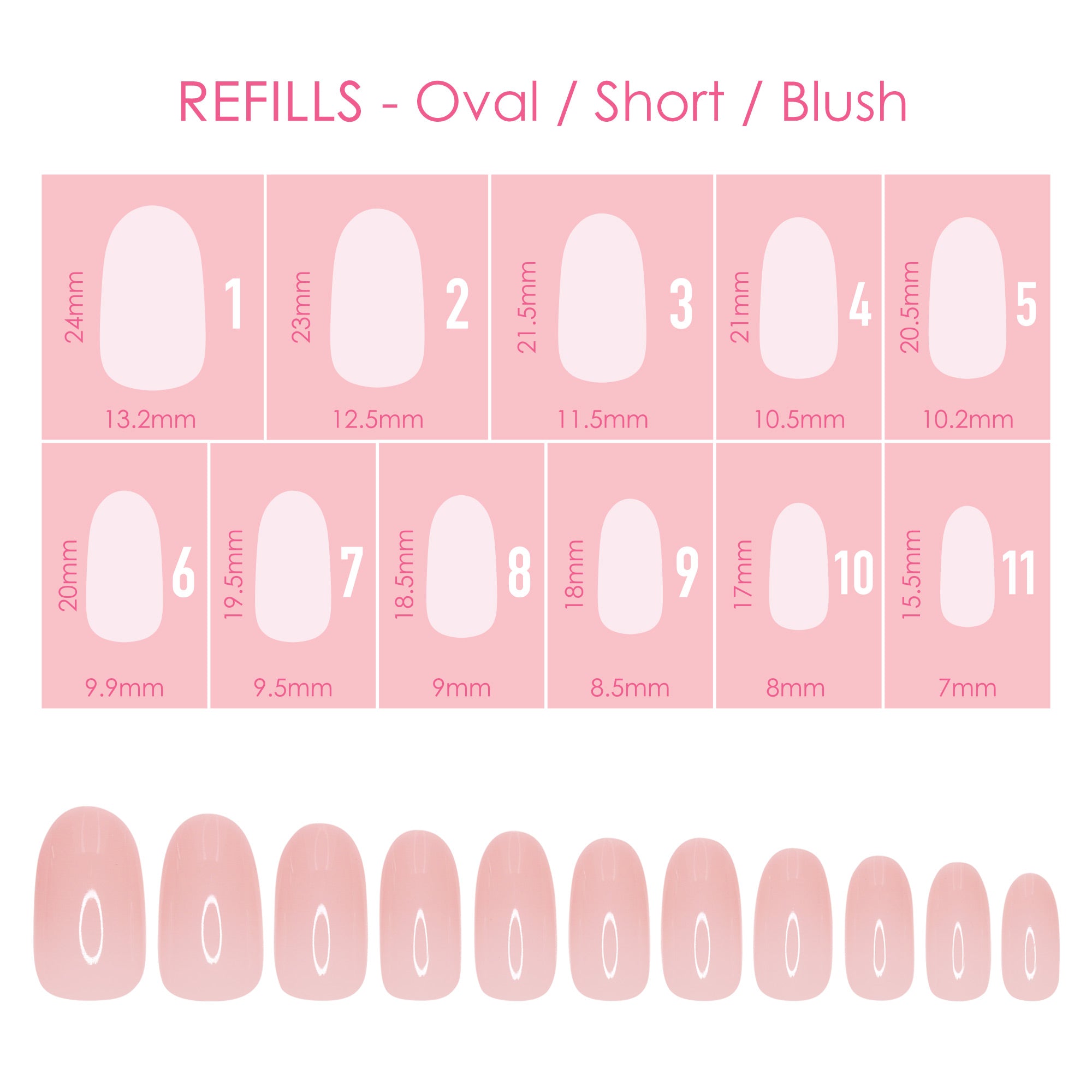 Charme Gel Extension Tips Refill / Oval / Short / Blush