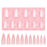 Charme Gel Extension Tips / Stiletto / Long / Blush Pink Nail Chips Size Chart