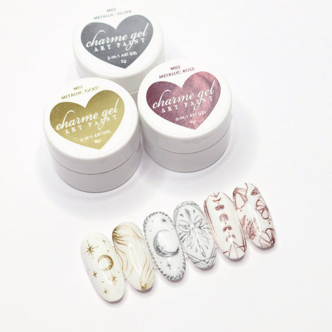 Charme Gel Art Paint / M03 Metallic Rose Pink Liquid Polish