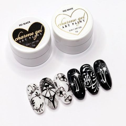 Charme Gel Art Paint / P01 Black Nail Fine Line Details Polish
