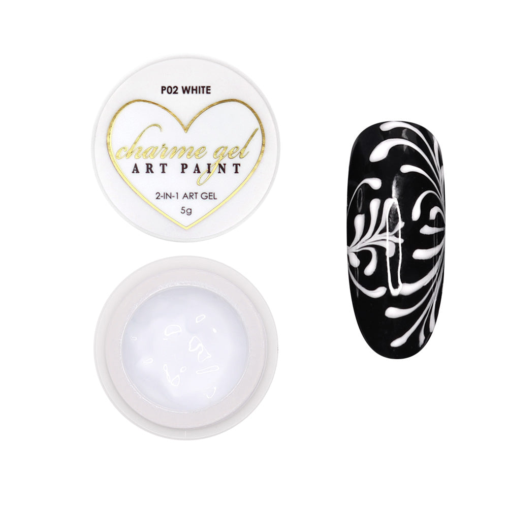 Charme Gel Art Paint / P02 White Detail Drawing Polish Nails