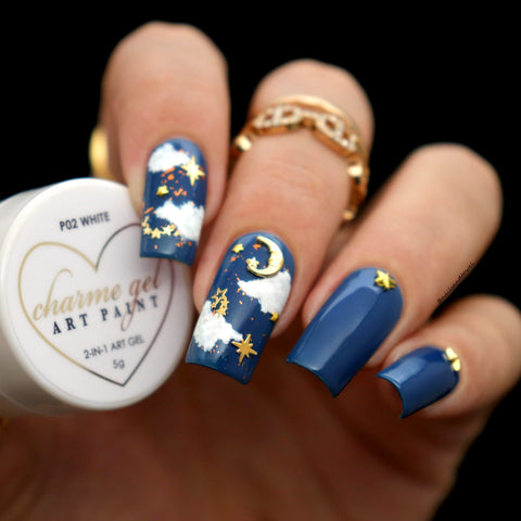 Charme Gel Art Paint / P02 White Detail Drawing Polish Nail Design Ornate