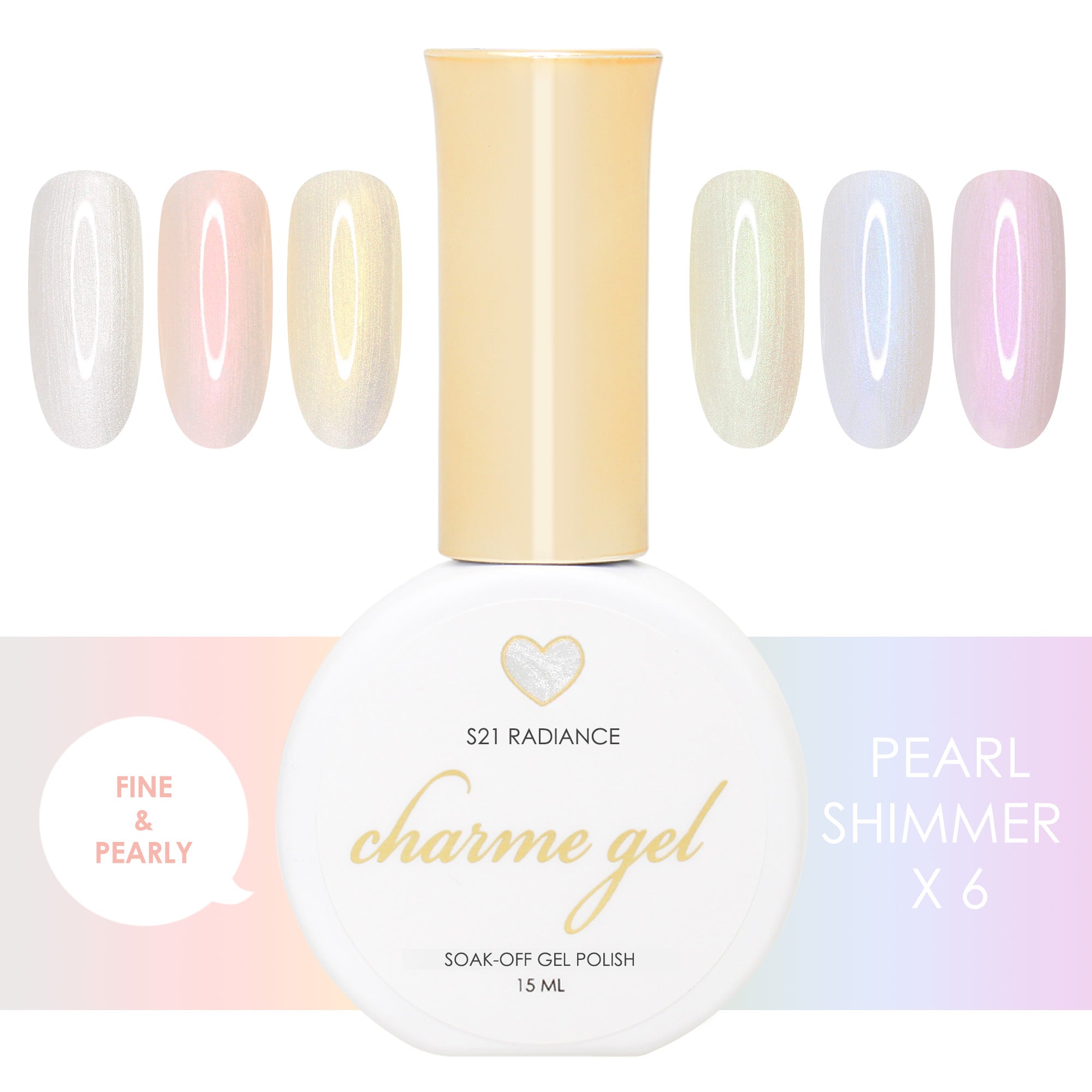 Charme Gel Pearl Shimmer Collection / 6 Colors Charme Gel Pearl Shimmer Collection / 6 Colors Rainbow Nail Polish