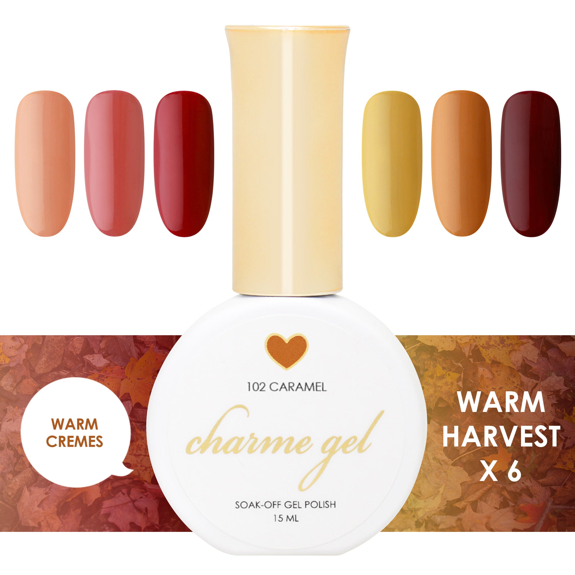 Charme Gel Warm Harvest Collection / 6 Colors Charme Gel Warm Harvest Collection / 6 Colors Red Orange Yellow Autumn