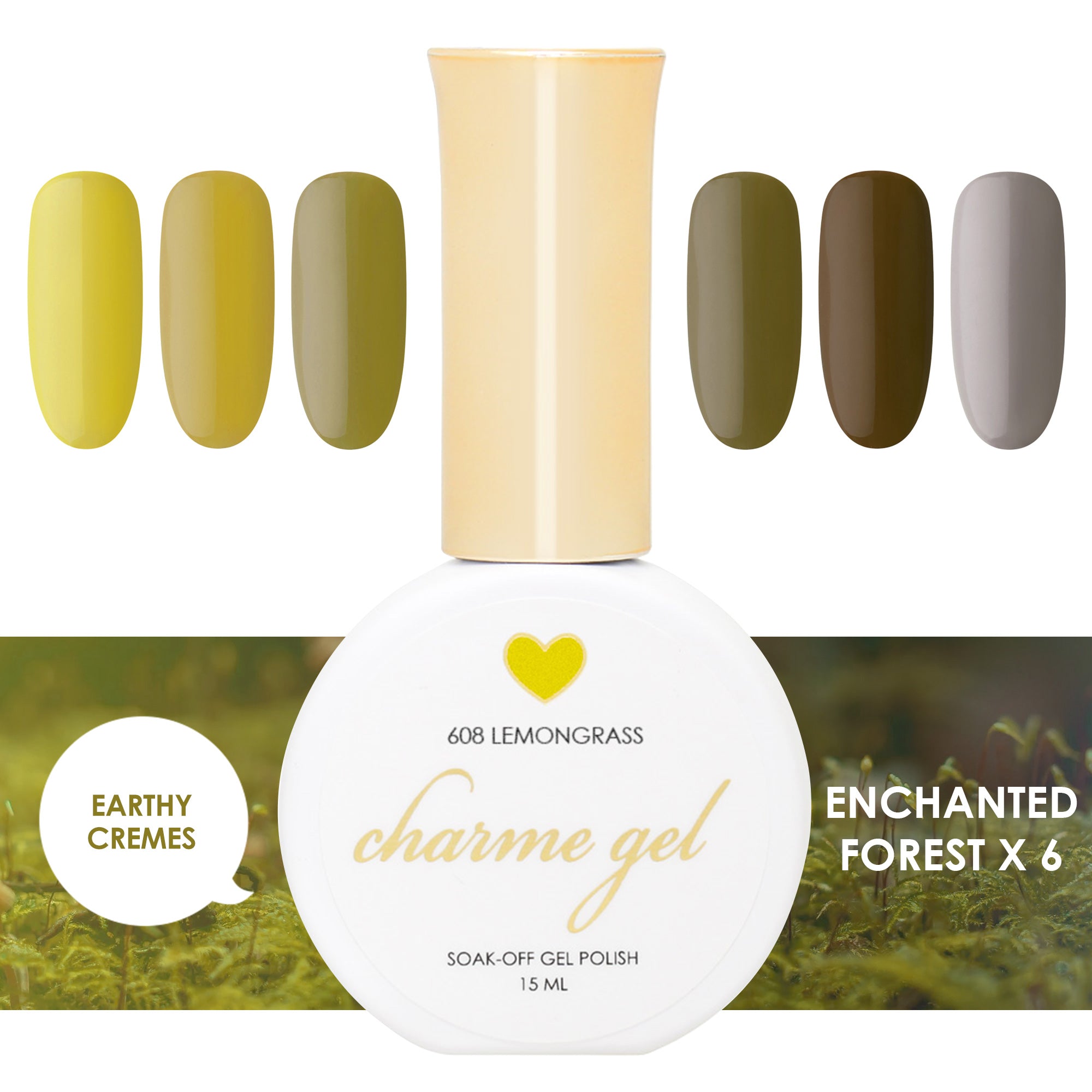 Charme Gel Enchanted Forest Collection / 6 Colors Charme Gel Enchanted Forest Collection / 6 Colors Yellow Green Brown