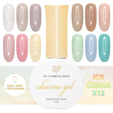 Charme Gel Shimmer Ice Cream Collection / 12 Colors Pink Yellow Turquoise Sand Coffee