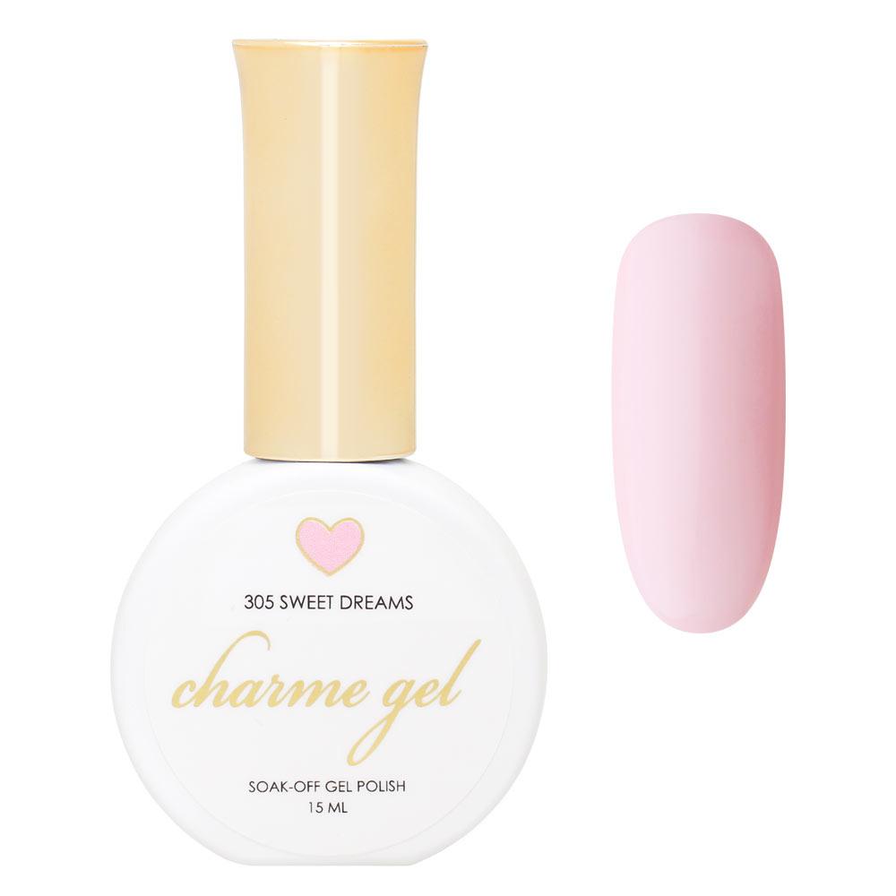 Charme Gel / 305 Sweet Dreams Charme Gel Polish / 305 Sweet Dreams Light Pastel Pink Gel Nail Polish Quality Pigmented
