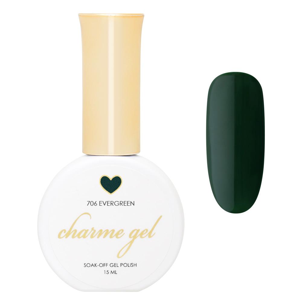 Charme Gel / 706 Evergreen Charme Gel Polish / 706 Evergreen Dark Rich Green Winter Nail Polish