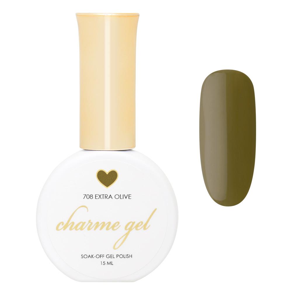 Charme Gel Polish / 708 Extra Olive Rich Green Fall Winter Nail Polish