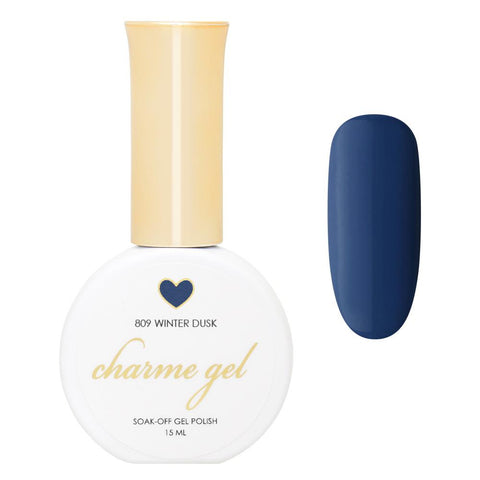 Charme Gel Polish / 809 Winter Dusk Deep Muted Dark Blue Winter Nail Polish