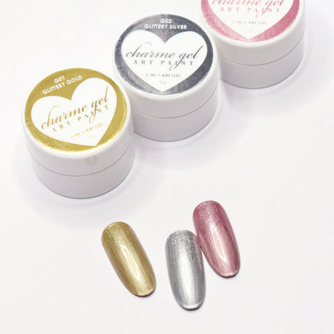 Charme Gel Art Paint Glittery Silver Potted Nail Art Gel Polish