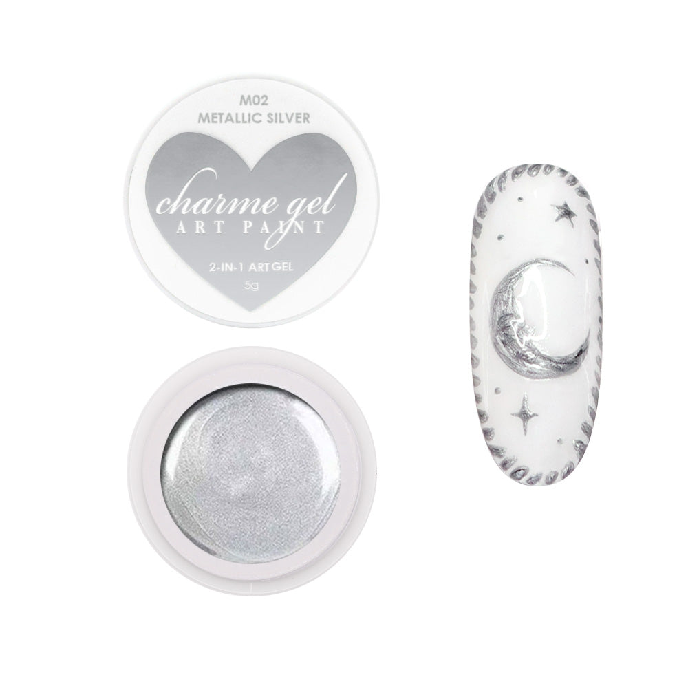 Charme Gel Art Paint / M02 Metallic Silver Charme Gel Art Paint / M02 Metallic Silver Fine Liquid Polish