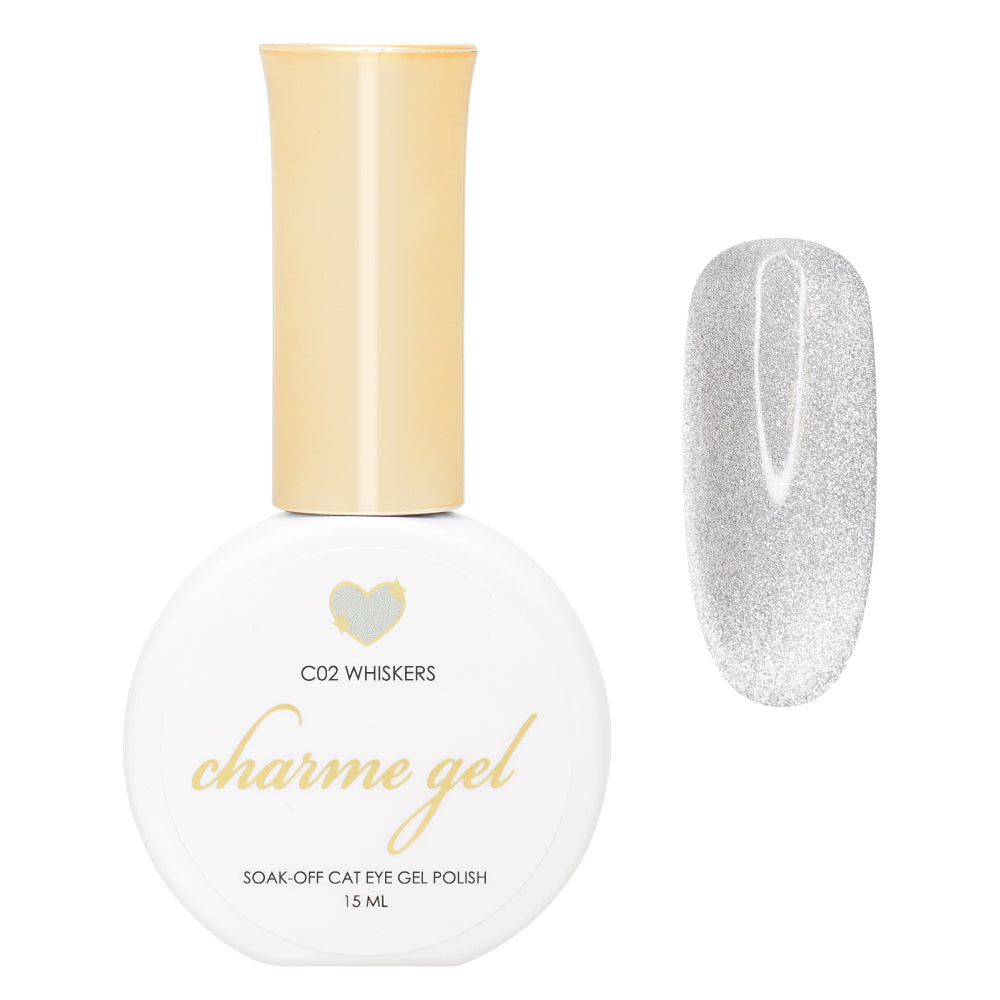 Charme Gel / Cat Eye C02 Whiskers Charme Gel / Cat Eye C02 Whiskers Silver Shimmer Glitter Galaxy Nail