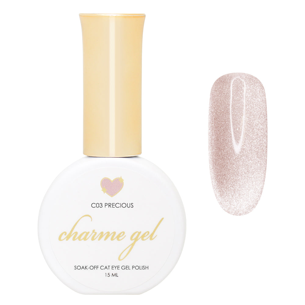 Charme Gel Cat Eye C03 Precious Rose Gold Shimmer Glitter Galaxy Nail