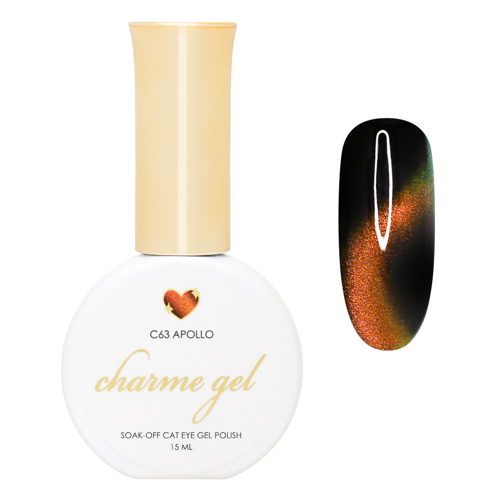 Charme Gel / Cat Eye C63 Apollo Charme Gel / Cat Eye C63 Apollo Orange Gold Polish Shimmer Galaxy Art