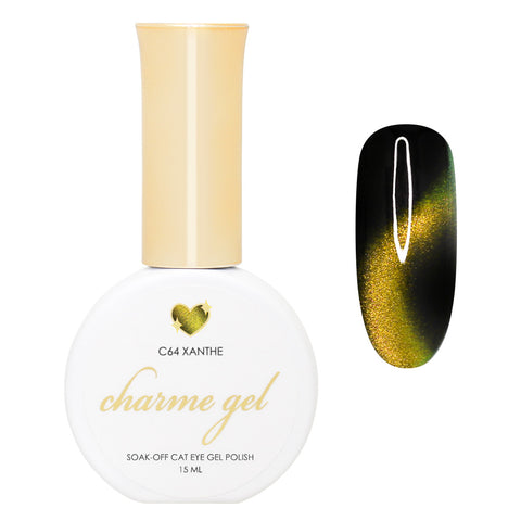 Charme Gel / Cat Eye C64 Xanthe Gold Yellow Light Green Polish Galaxy Art