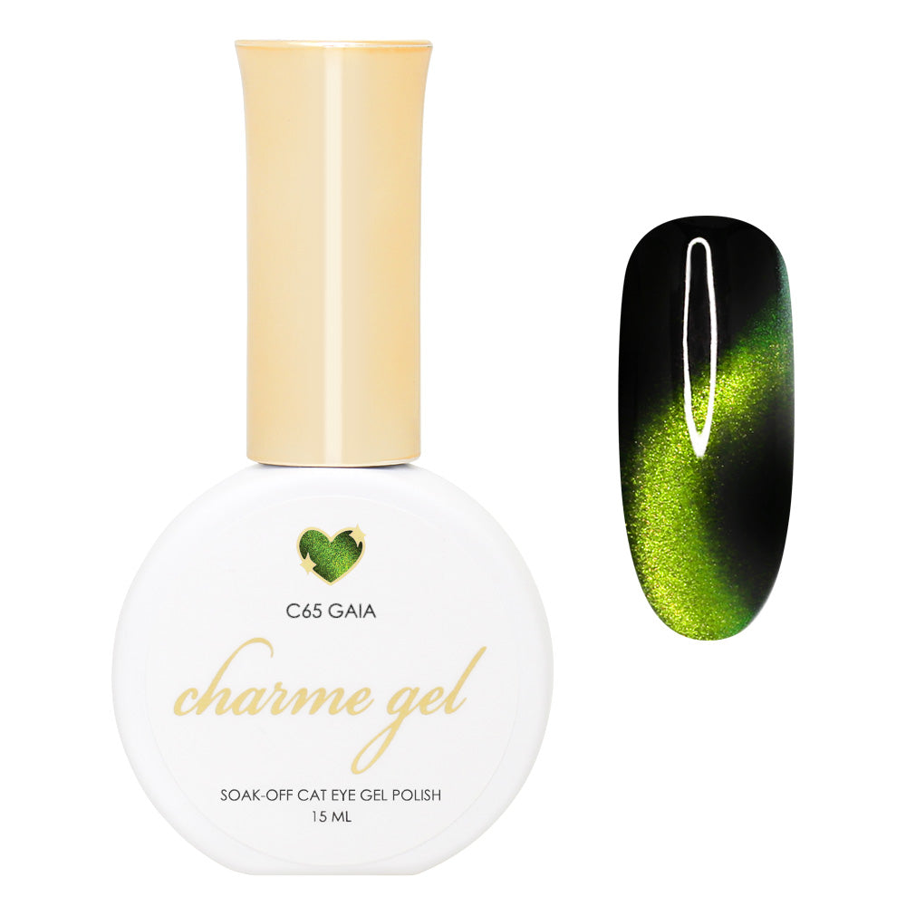 Charme Gel / Cat Eye C65 Gaia Charme Gel / Cat Eye C65 Gaia Lime Green Gold Polish Art