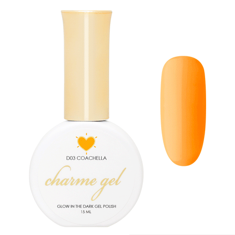Charme Gel Polish / Glow in the Dark D03 Coachella Orange Yellow Fun Neon Nail Polish