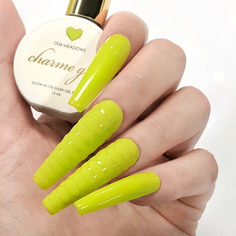 Charme Gel Polish / Glow in the Dark D04 Meadows Lime Green Yellow Neon Party Nail Polish