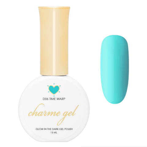 Charme Gel Polish / Glow in the Dark D06 Time Warp Neon Turquoise Blue Rave Nail Polish