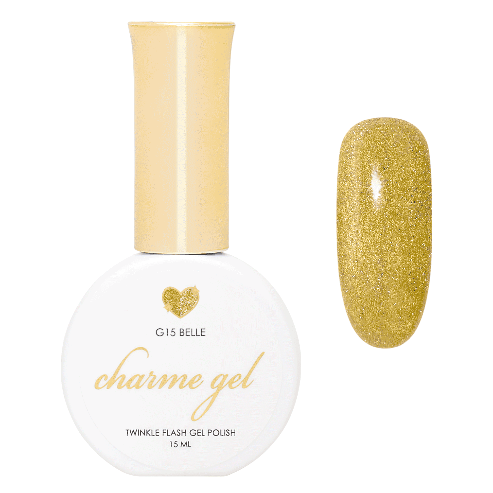 Charme Gel / Twinkle Flash G15 Belle Charme Gel / Twinkle Flash G15 Belle Gold Reflective Nail Polish