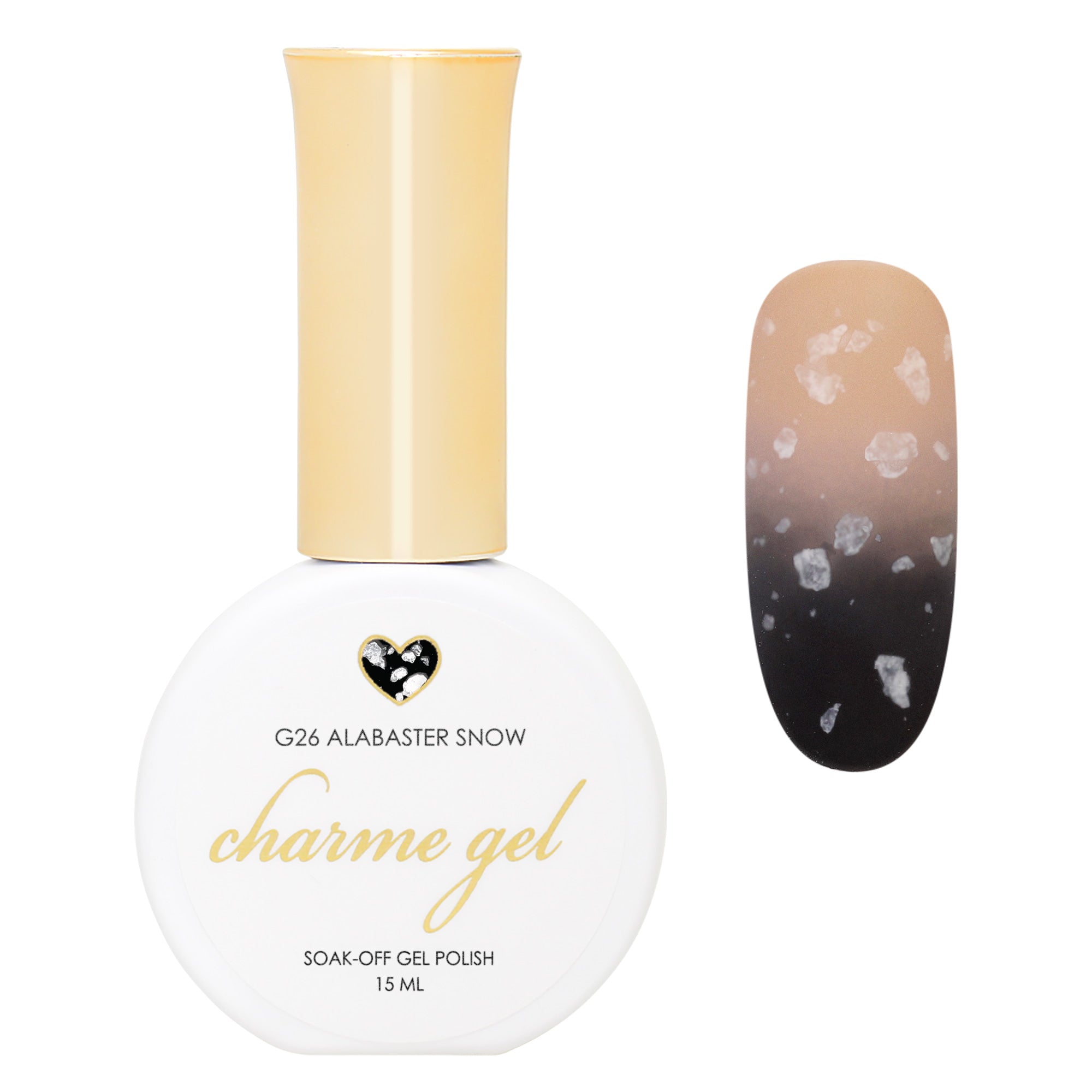 Charme Gel / Glitter G26 Alabaster Snow Charme Gel / Glitter G26 Alabaster Snow White Flake Nail Polish Glitter Fall Trend 2022