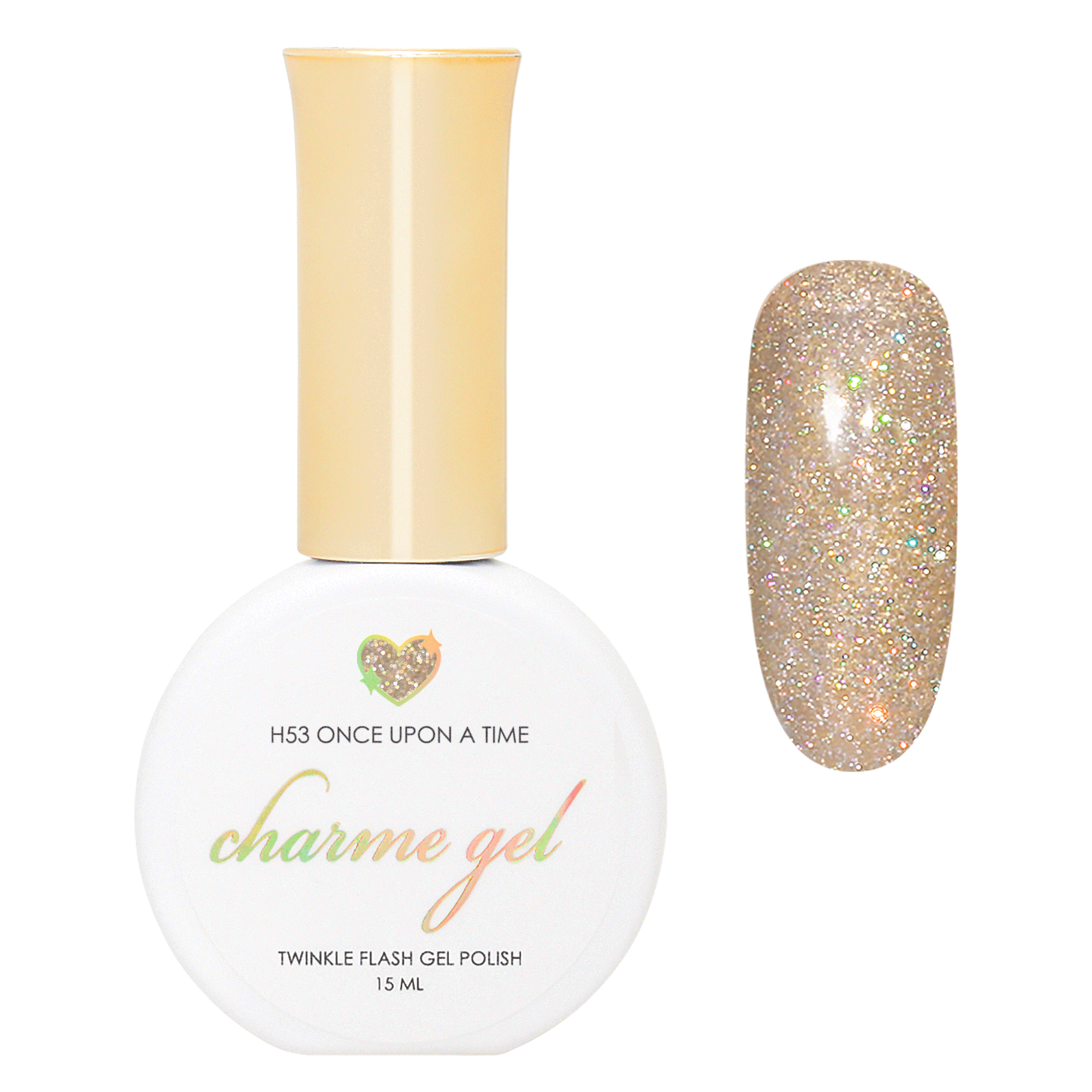 Charme Gel / Holographic Twinkle H53 Once Upon A Time Beige Neutral Reflective Glitter Polish