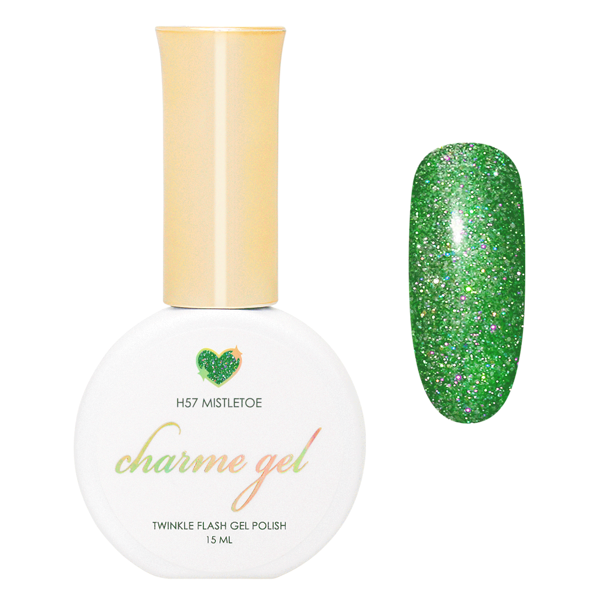 Charme Gel / Holoday Twinkle H57 Mistletoe Charme Gel / Holoday Twinkle H57 Mistletoe Green Flash Nail Polish