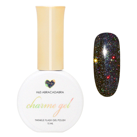 Charme Gel / Holographic Twinkle H63 Abracadabra Black Flash Diamond Nail Polish