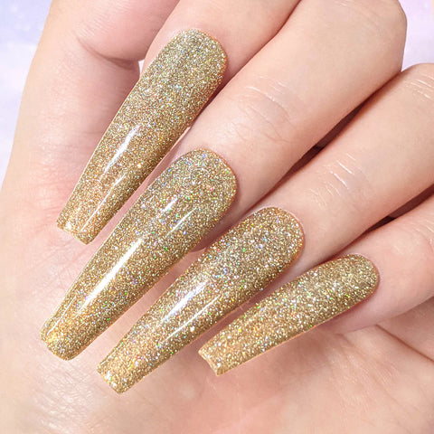 Charme Gel / Holographic Twinkle H69 Goldilocks Gold Flash Diamond Reflective Nail Polish