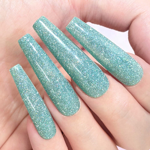 Charme Gel / Holographic Twinkle H70 Ariel Turquoise Blue Green Flash Diamond Reflective Nail Polish