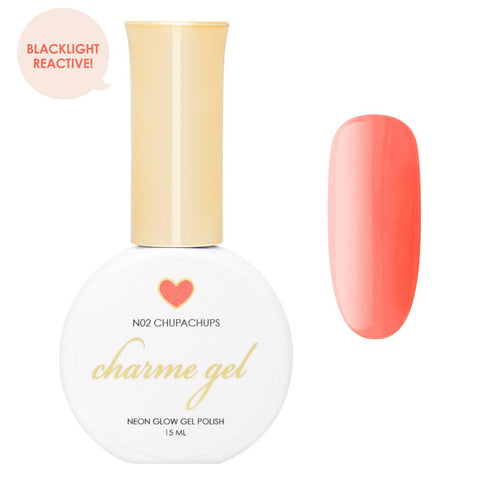 Charme Gel Polish / Neon Glow N02 Chupachups - Blacklight Reactive Polish Coral Orange Red Festival