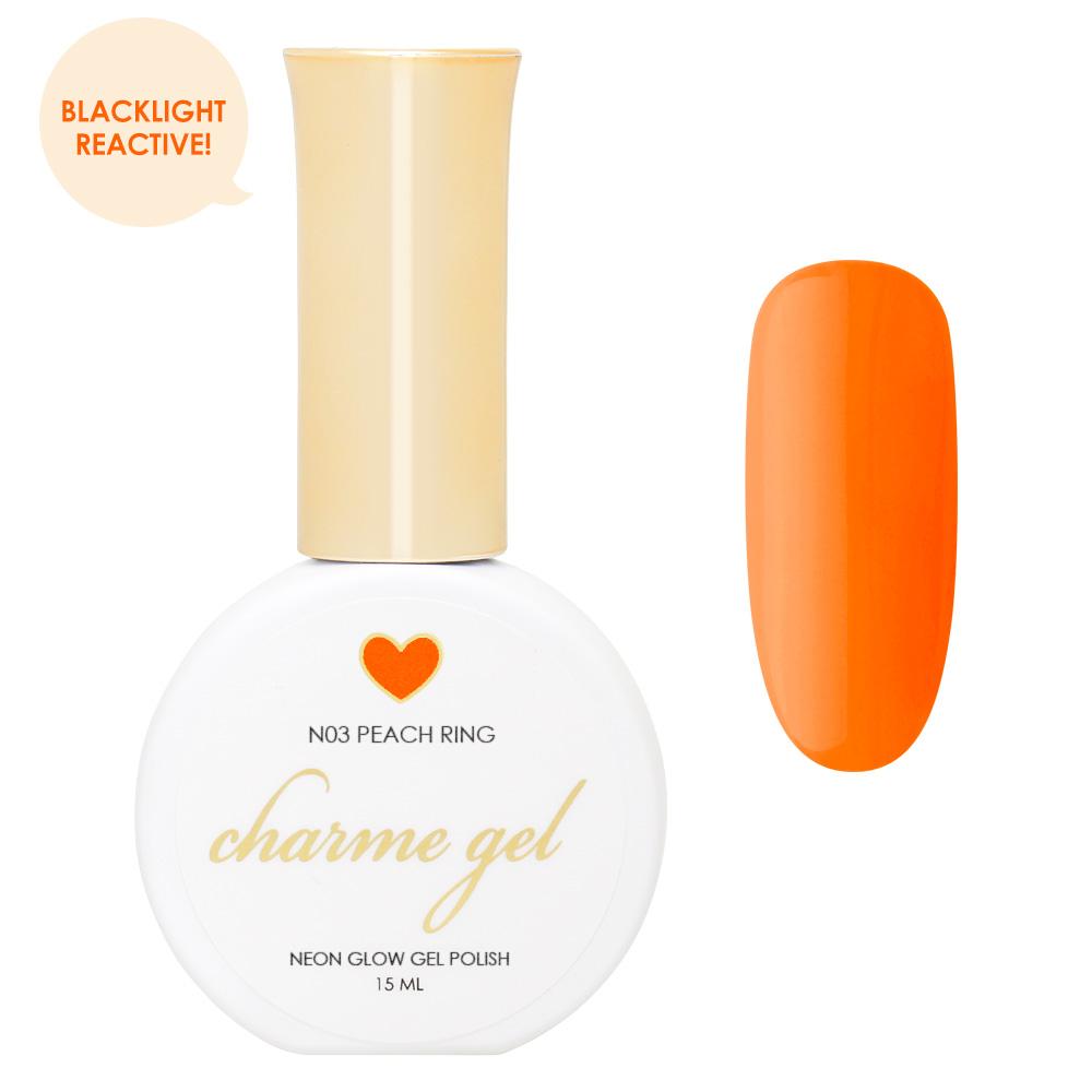 Charme Gel / Neon Glow N03 Peach Ring Charme Gel Polish / Neon Glow N03 Peach Ring - Blacklight Reactive Polish Orange Candy