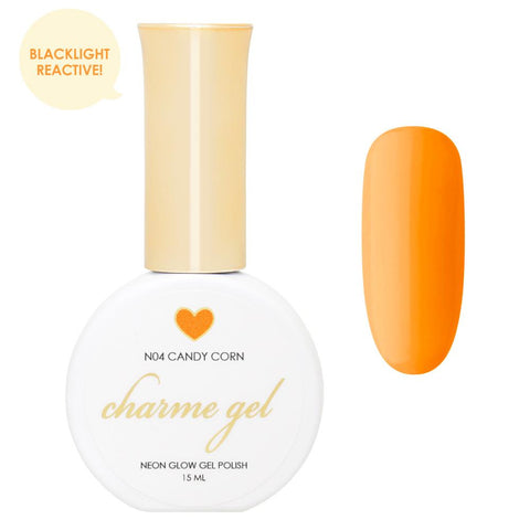Charme Gel Polish / Neon Glow N04 Candy Corn - Blacklight Reactive Polish Orange Yellow 