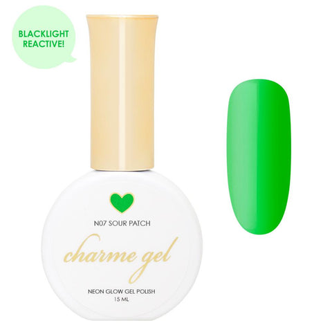 Charme Gel Polish / Neon Glow N07 Sour Patch - Blacklight Reactive Polish Bright Green