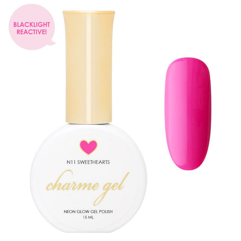Charme Gel Polish / Neon Glow N11 Sweethearts - Blacklight Reactive Polish Party Hot Pink