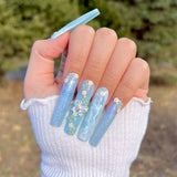 Charme Gel / Twinkle Shimmer S32 Sky Celestine Aqua Blue Iridescent AB Flake Flash Glitter Polish