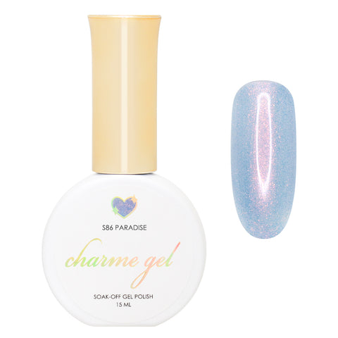 Charme Gel / Shimmer S86 Paradise Blue Iridescent Shimmer Flake Galaxy Polish