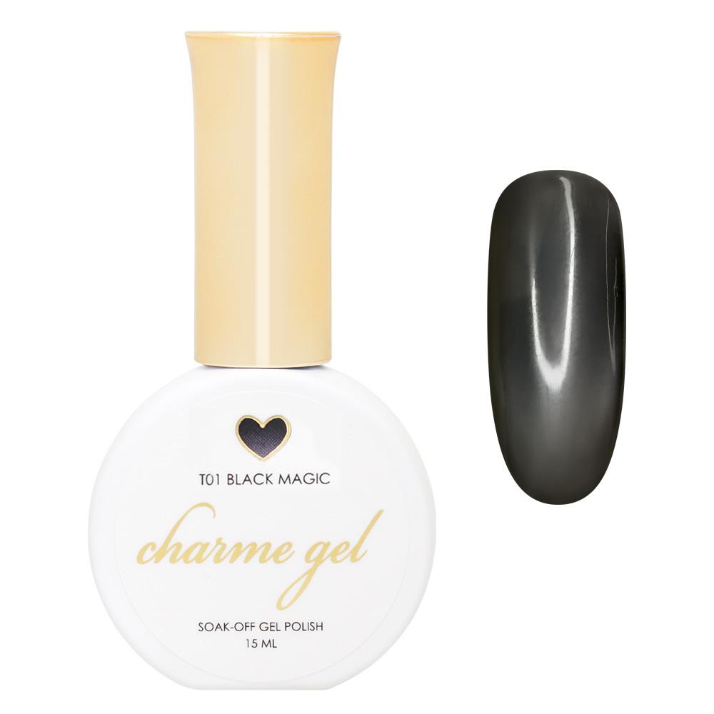 Charme Gel / Tinted Glass T01 Black Magic Charme Gel / Tinted Glass T01 Black Magic Sheer Black Lace Nail Art