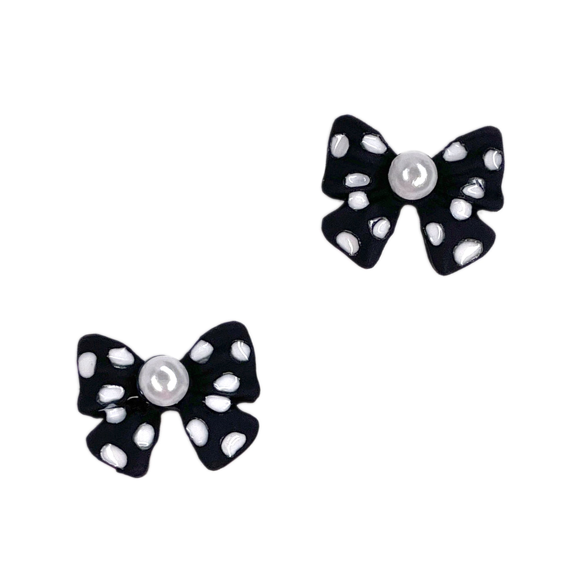 Polka Dotted Minni Ribbon Bow / Black Polka Dotted Minni Ribbon Bow / Black Minnie Nail Art Charm Jewelry Cute